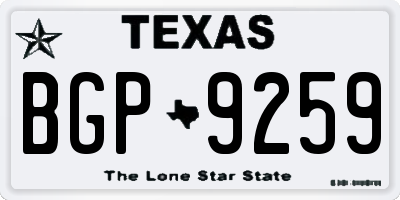 TX license plate BGP9259