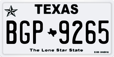 TX license plate BGP9265