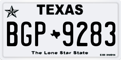 TX license plate BGP9283