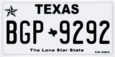 TX license plate BGP9292