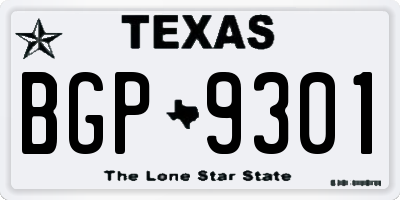 TX license plate BGP9301