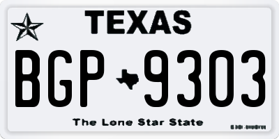 TX license plate BGP9303