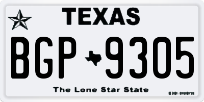 TX license plate BGP9305