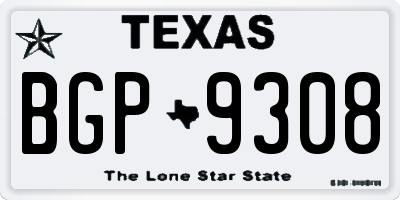 TX license plate BGP9308