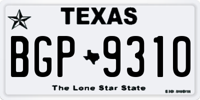 TX license plate BGP9310