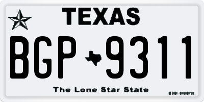 TX license plate BGP9311