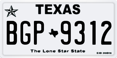 TX license plate BGP9312