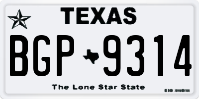 TX license plate BGP9314
