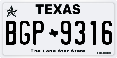 TX license plate BGP9316