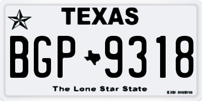 TX license plate BGP9318