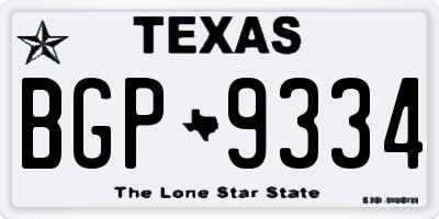 TX license plate BGP9334