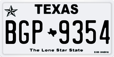 TX license plate BGP9354