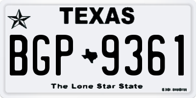 TX license plate BGP9361