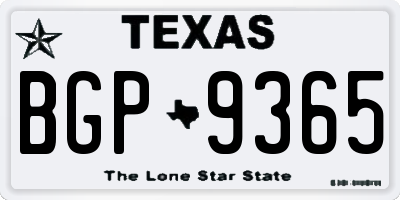 TX license plate BGP9365