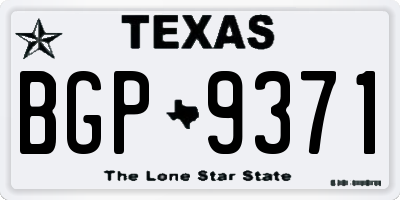 TX license plate BGP9371