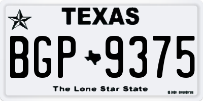 TX license plate BGP9375