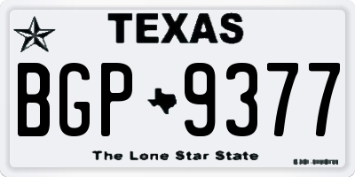 TX license plate BGP9377