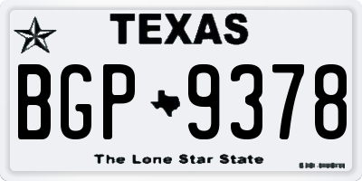 TX license plate BGP9378