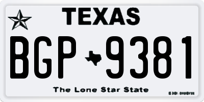 TX license plate BGP9381