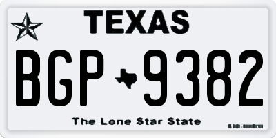 TX license plate BGP9382