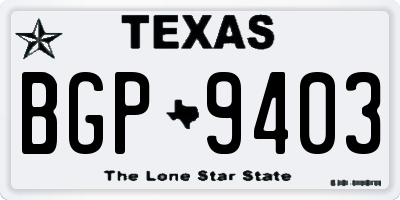 TX license plate BGP9403