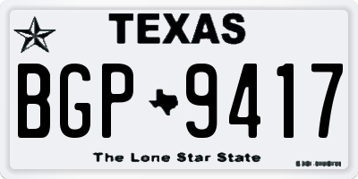 TX license plate BGP9417