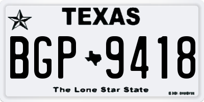 TX license plate BGP9418