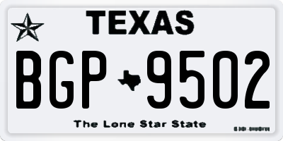 TX license plate BGP9502