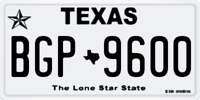TX license plate BGP9600
