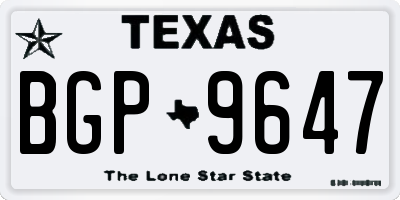 TX license plate BGP9647