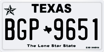 TX license plate BGP9651