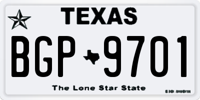 TX license plate BGP9701