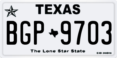 TX license plate BGP9703