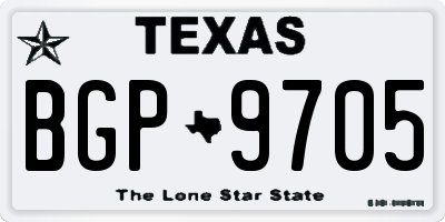 TX license plate BGP9705