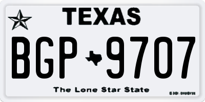 TX license plate BGP9707