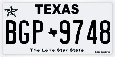TX license plate BGP9748