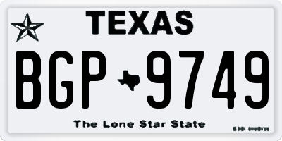 TX license plate BGP9749
