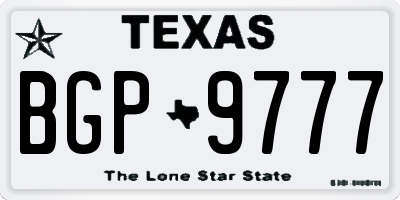 TX license plate BGP9777