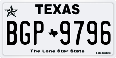 TX license plate BGP9796