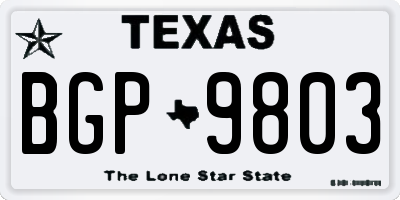 TX license plate BGP9803