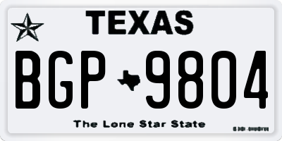 TX license plate BGP9804