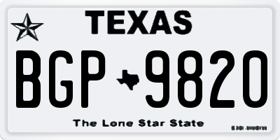 TX license plate BGP9820