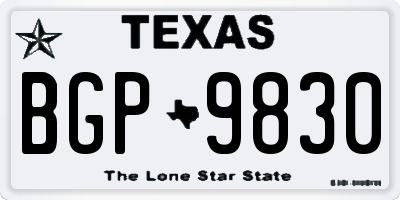 TX license plate BGP9830