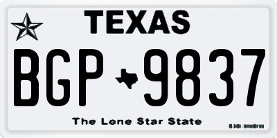 TX license plate BGP9837