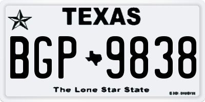 TX license plate BGP9838