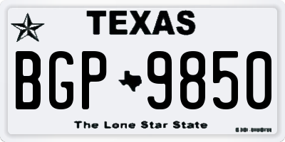 TX license plate BGP9850