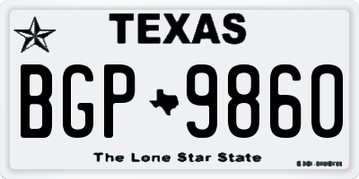 TX license plate BGP9860