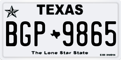 TX license plate BGP9865