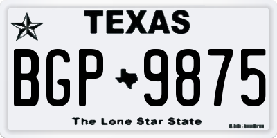 TX license plate BGP9875