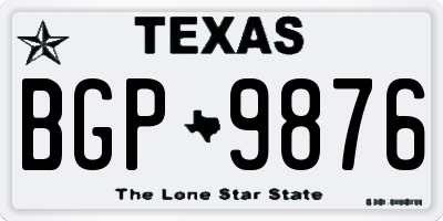 TX license plate BGP9876